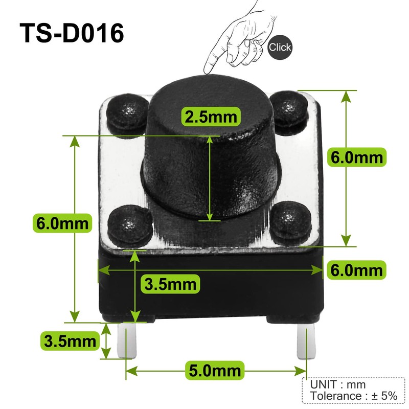 Chanzon Tact Switch Tactile Push Button Micro Momentary Switch 6x6