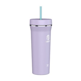 Takeya Straw Tumbler - Beverage Tumbler for Coffee, Water & More - Durable Tumbler Cup with Built-In Silicone Coaster - Double Stainless Steel Insulation for Beverages - 32 oz, Vivacity Purple