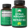 Citrus Bergamot + Red Yeast Rice. 2-in-1 Supplement. High Strength 10:1 Bergamot Extract. No Gluten, Zero Sugar, Vegan Capsules
