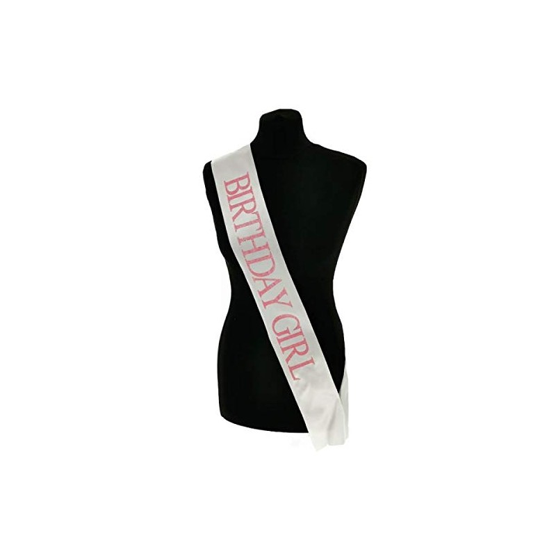 White with Light Pink Glitter 'Birthday Girl' Sash