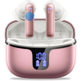 Bluetooth Headphones, Wireless Bluetooth 5.3 Headphones with HD Mic Stereo HiFi, 2025 In-Ear Headphones 40H Playtime, Earphones LED Display, Wireless Headphones USB-C IP7 Waterproof USB-C for Android