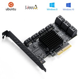 Tarjeta MZHOU PCIe SATA de 10 puertos, con 10 cables SATA y soporte de perfil bajo, tarjeta PCIe SATA 3.0 de 6 Gbps, compatible con 10 dispositivos SATA 3.0, convertidor de adaptador incorporado para PC de escritorio