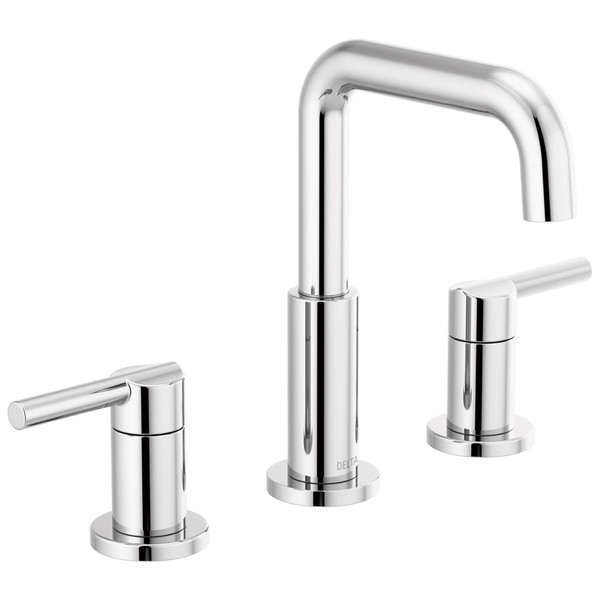 Delta Faucet Nicoli Widespread Bathroom Faucet Chrome, Bathroom Faucet 3 Hole, Bathroom Sink Faucet, Drain Assembly, Chrome 35849LF
