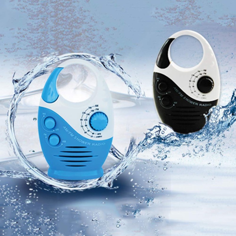 Shower Radios, AM/FM Mini Shower Radio with Top Handle, Waterproof