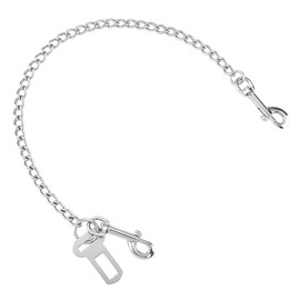 Mogoko Stainless Steel No chew Dog Car Seat Belt, Pet Vehicle Safety Restraint Cable, Heavy Duty Big Canine Dog Car Leash Strap with Double Clip and Latch Attachment-20 Inch