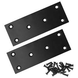 PHITUODA 4 Pack Black Straight Brace Brackets 5"x 1.9" Metal Bracket Joining Plate Flat Mending Plates for Furniture