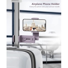 MiiKARE Travel Essentials Airplane Phone Holder, Universal Handsfree Phone Mount for Flying with 360 Degree Rotation, Travel Must Haves Phone Stand for Desk, Tray Table, Purple&Pink