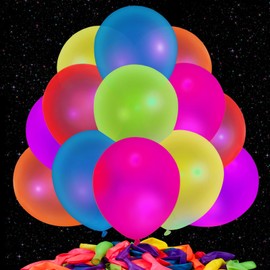 LovesTown 50PCS Glow Balloons Bulk, 12" UV Neon Balloons Neon Glow in the Dark Balloons Party Fluorescent Balloons for Birthday Wedding Glow Party Supplies