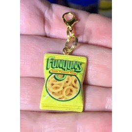 Funyuns Onion Rings Chips Bag Zipper Pull & Keychain Add On Clip!!