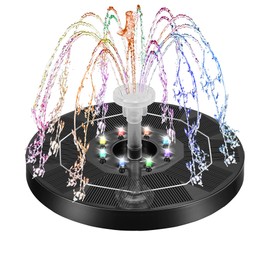 Kasanni Solar Fountain for Outdoors, 3 W Solar Fountain, Outdoor Solar Fountain for Pond, Floating Solar Fountain for Outdoor Use with Light with 6 Nozzles, Suitable for Gardens, Bird Baths, Ponds