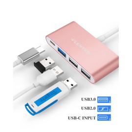 LENTION Hub USB C con USB3.0&USB2.0, 100W PD, Adaptador Tipo C a USB para 2016-2023 MacBook Pro, Nuevo Mac Air/Surface, Más, Adaptador de Carga Multipuerto (Oro Rosa)