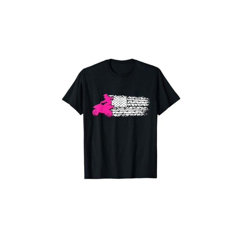Patriotic USA Flag ATV 4-Wheeler Quad Biker Girl T-Shirt