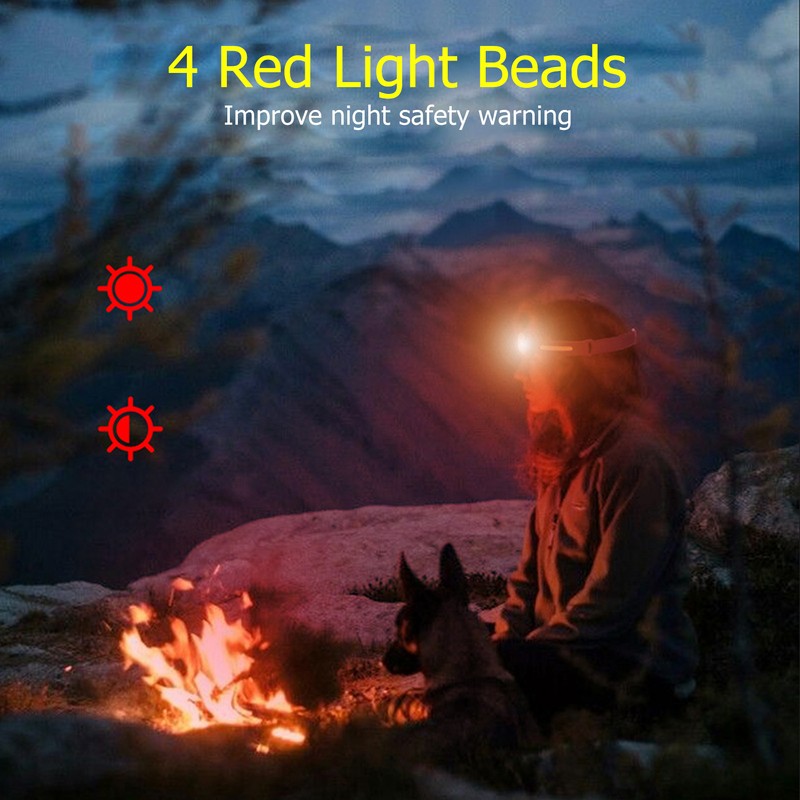 Silicone Headlamp Adjustable Light USB Charging COB Sensing Lamp for