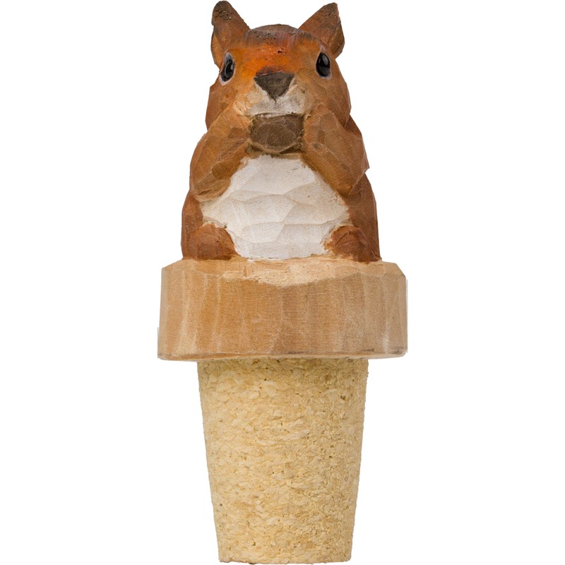 WG4990 Squirrel Bottle Stopper - Decorative Hand Carved Bottle Stopper