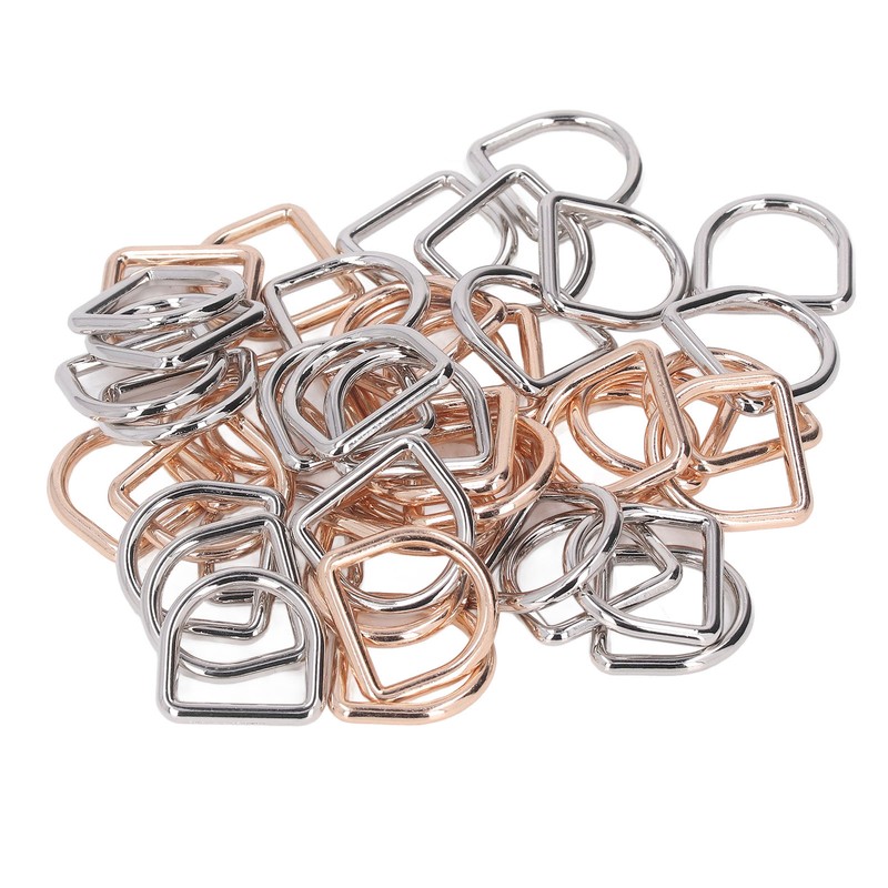120Pcs Metal D Rings Seamless Interface Strong Load Bearing Gold