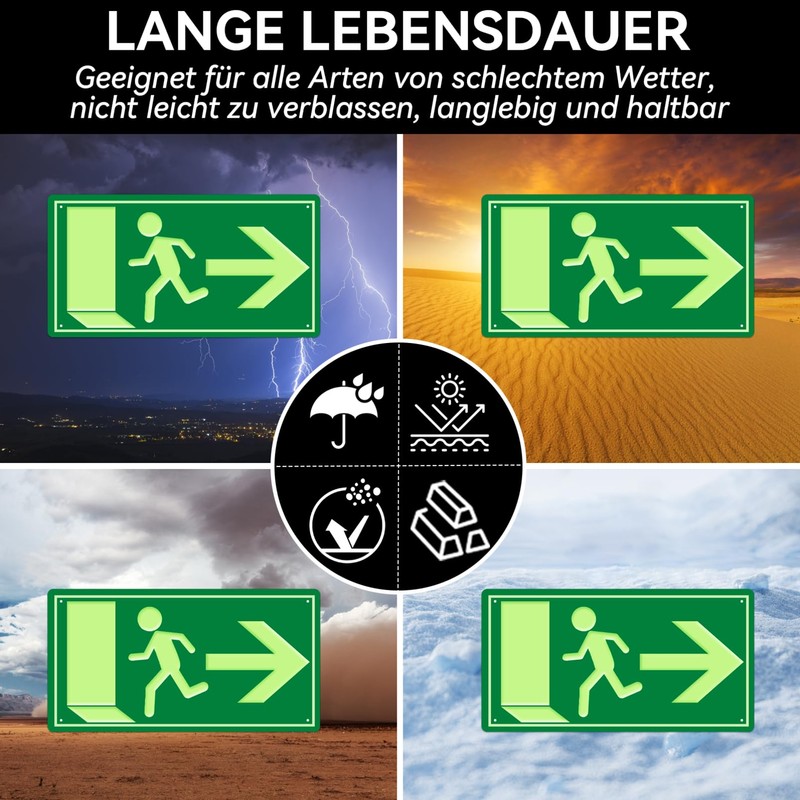 Emergency Exit Sign, Afterglow, Pack of 3 Emergency Exit Sign,