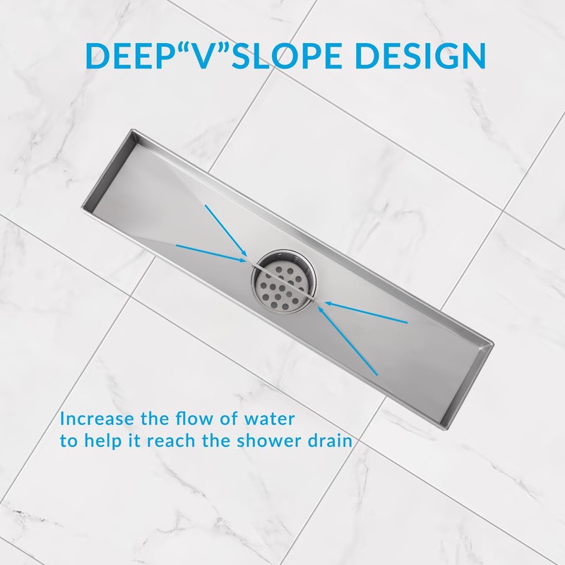 12 Inch Removable Cover Linear Shower Drain 304 Stainless Steel