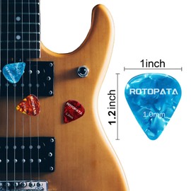 60 Pcs Guitar Picks with 6 Different Thickness Variety Colorful Celluloid Plectrums for Bass, Electric, Acoustic Guitars Ukulele - Included Organizer Box