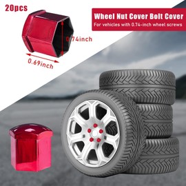 KANDUJIMU 20 PCS Wheel Nut Covers Bolt Caps, 19mm Wheel Lug Bolt Covers Caps with Removal Tool, Auto Hub Screw Bolt Head Tire Protector, Universal Vehicle Exterior Decor Accessories (Red)