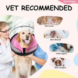 Furrtripsy Inflatable Dog Cone Collar-Enhanced Anti-Licking Protective Cone with Adjustable Strap-Soft Dog Donut Collar Recovery Cone for Pets After Surgery(Blue, XL)