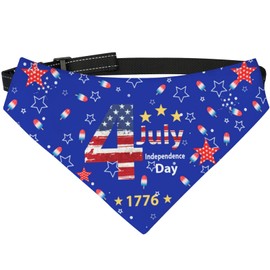 LORTURE Dog Bandanas 4th of July, Size XL Dog Bandanas for Fourth of July, Red White Blue American Flag for Large and Small Breed for Celebrating Independence Day