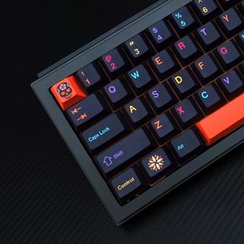 YMKPVR KBDiy Mictlán Five-Sided Dye-Sublimation 143 Keys Keycaps,Cherry Profile PBT Orange Custom Keyboard Keycap for 61/64/68/84/87/100/104/108 Mechanical Keyboard