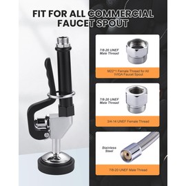 iVIGA Pre Rinse Spray Valve with 18.5" Flexible Stainless Steel Hose, 1.42 GPM High Pressure Commercial Sink Sprayer Nozzle with Pre-rinse Sprayer Hose, Black 7/8"-20UNEF Handle Assembly