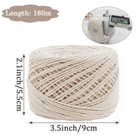 Uiopa Macrame Cord 1.3mm x 160m, 3-Strand Twisted Macrame Yarn Cotton Twine String, Coffee String Cotton Cord for Crocheting, Knitting, Wall Hanging, Dreamcatcher, DIY Projects