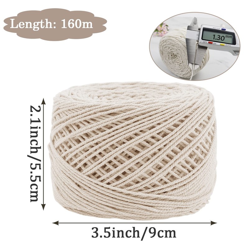 Uiopa Macrame Cord 1.3mm x 160m, 3-Strand Twisted Macrame Yarn