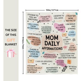 New Mom Blanket Gifts for First Time Mother with Mom Daily Affirmations Messages, New Mommy for Women Soft Blanket Throw, Mommy Care Package After Baby, Postpartum Present for Mama