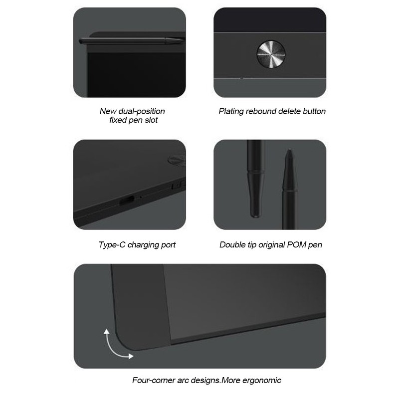 LCD Writing Tablet USB Rechargeable Children's Electronic Writing Board ABS