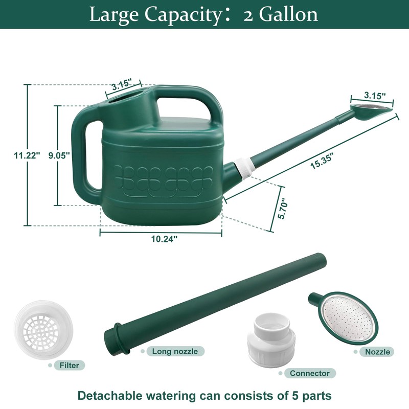 2 Gallon Watering Can, Garden Watering Can Outdoor, Plant Water