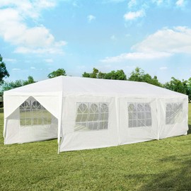 Moccha 10’ x 30’ Outdoor Gazebo Canopy with 6 Removable Walls, Wedding Gazebo Tent Shelter, Premium Sunshade Shelter for Wedding, Party, Camping (White)