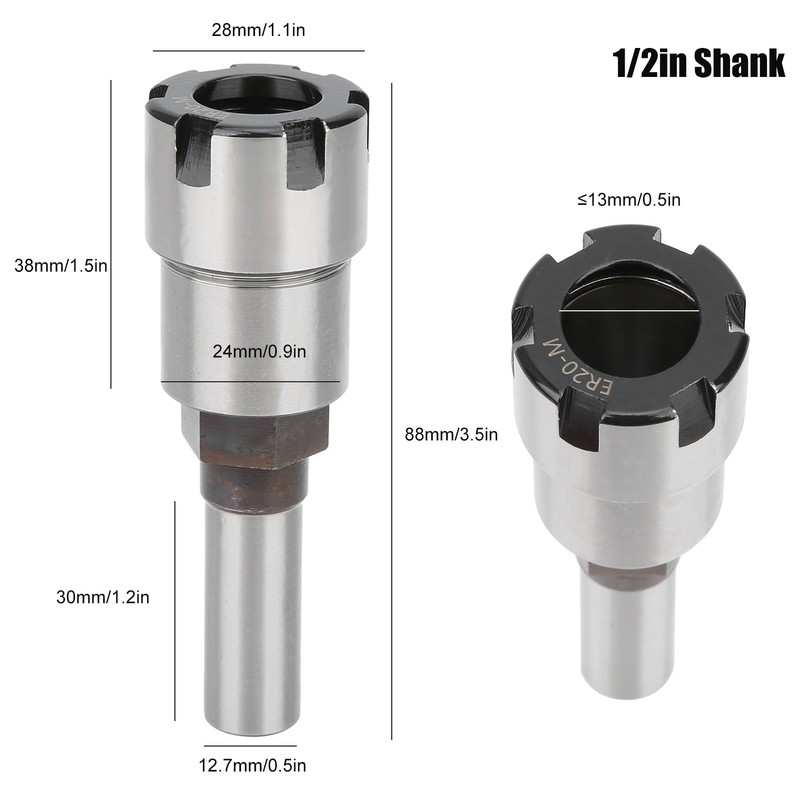 Collet Extension Rod 1/2in Shank Chuck Holders HSS for CNC