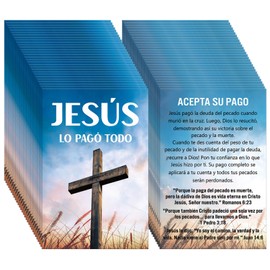 Noveread 200 Pcs Spanish Gospel Tract Card Salvation Cards Pocket Holy Postcards Prayer Postcards Christian Inspirational Bible Verses for Christian Gifts Women Men (Cruz, Jesús Lo Pagó Todo)