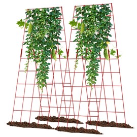 UrGROWA Cucumber Trellis 2 Pack, 59" H Foldable A-Frame Garden Trellis for Raised Bed Garden Grow Support with Plant Support Clips, Twist Ties for Cucumber,Tomato, Climbing Plants and Flowers