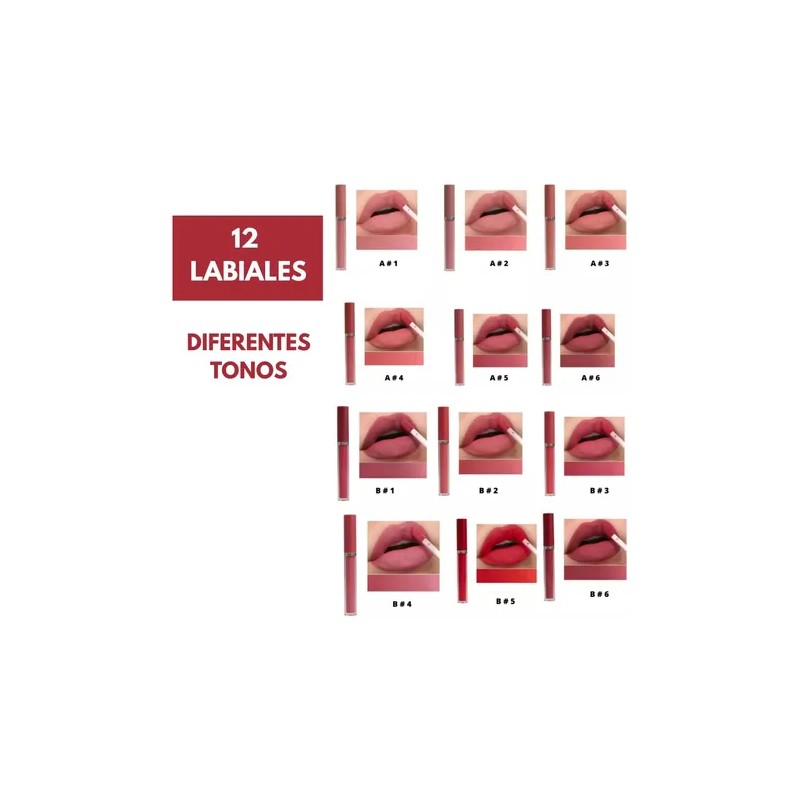 Labiales Mate Liquido Larga Duración A Prueba De Agua