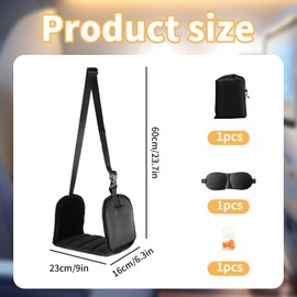 Airplane Footrest Adjustable Foot Hammock, Travel Essentials Hammock with Support Plates, Eye Mask and Earplugs by Thicked Memory Cotton Filling, for Airplanes, Travel Essentials Foot Hammock