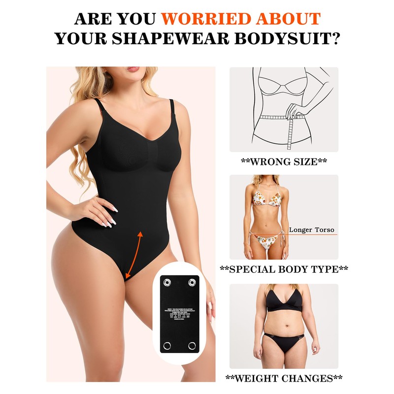 AHENCON Bodysuit Extender 2 Snap Crotch Add Length To Shapewear