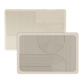 2Pcs Dish Drying Mat Set, 50x30cm Absorbent Sink Drainer & Quick-Dry Mats