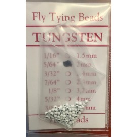 Hogskin Creek  Tungsten Beads 100 Ct. White All Sizes 1/16 to 5/32 100 COUNT Pkg - 2.4 or 3/32