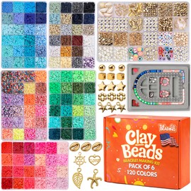 21000 Clay Beads Bracelet Making Kit for Girls 120 Colors 6 boxes Polymer Clay beads for jewelry Making Kit charms beads for bracelets Bead Board Arts and crafts gifts for kids and crafts for adults