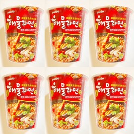 Paido Instant Noodle With Spicy Seafood Soup 2.29 Oz (6 Cups) And 6 Pairs Of Chopsticks