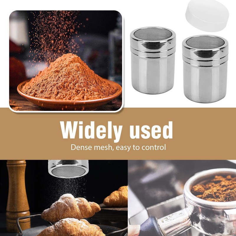 2Pcs Stainless Steel Flour, Sugar, and Salt Shakers – 7oz