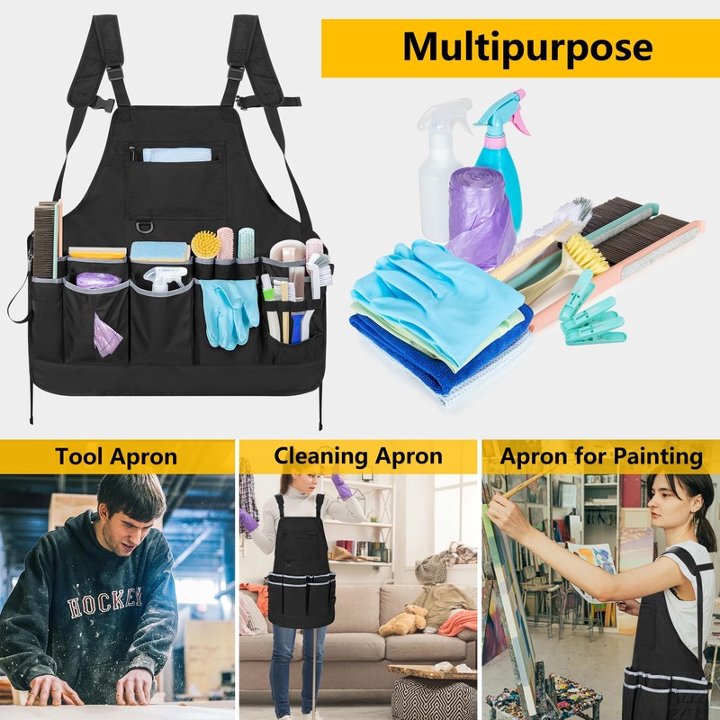Rexmica Professional Cleaning Apron for Housekeeping, Water-resistant Cleaning Apron with