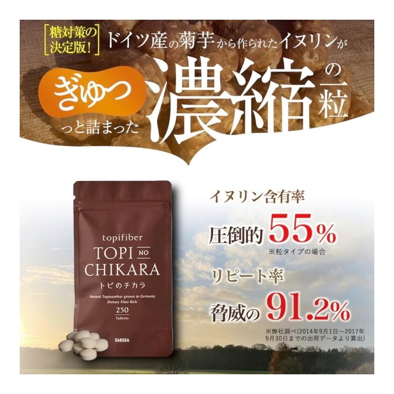 トピのチカラ 250粒 イヌリン 高含有 菊芋サプリ 錠剤タイプ