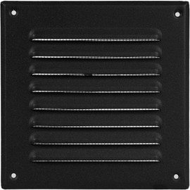 HVAC OV 5" x 5" Inch (Grille Dimensions) Black Stainless Steel Square Vent Cover - HVAC Louvered Air Return Grille - Built-in Protection Screen - 6.5" x 6.5" Inch (External Dimensions)