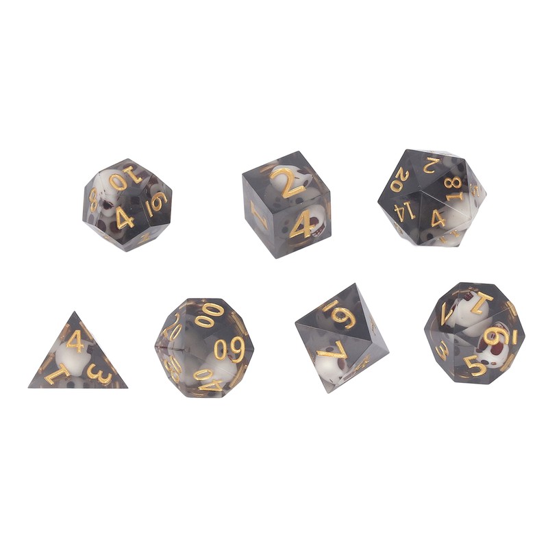 Polyhedral Dice Set Role Playing Epoxy Resin Transparent Skull Dice