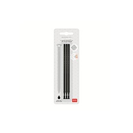 Legami - Erasable Gel Pen Refill Set of 3 - Height 13cm - Heat Sensitive Ink Black Tip 0.7mm