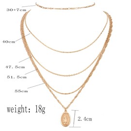 Doubnine Religious Medal Pendant Multilayer Necklaces Layering Virgin Mary Choker Long Chain Gold Jewelry Accessories for Women